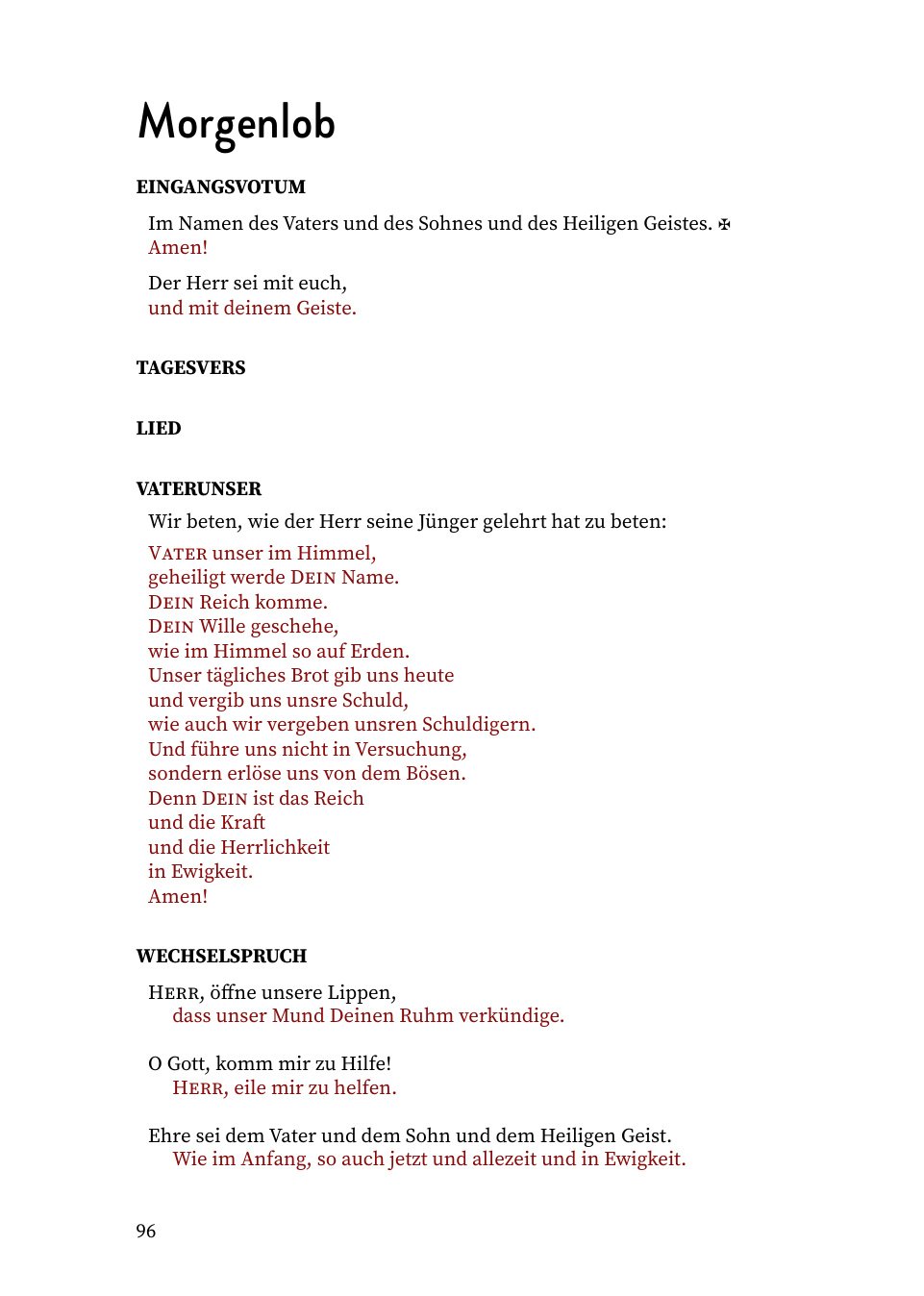 Setzprobe: Morgenlob (Liturgie), A5-Buchseite