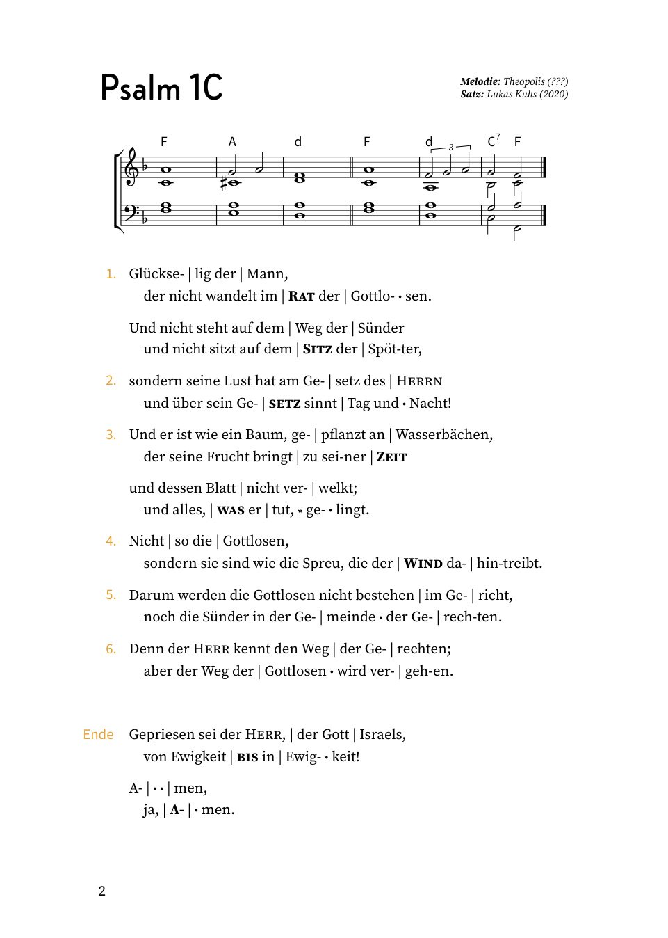 Setzprobe: Psalm 1C (Gechantet), A5-Buchseite