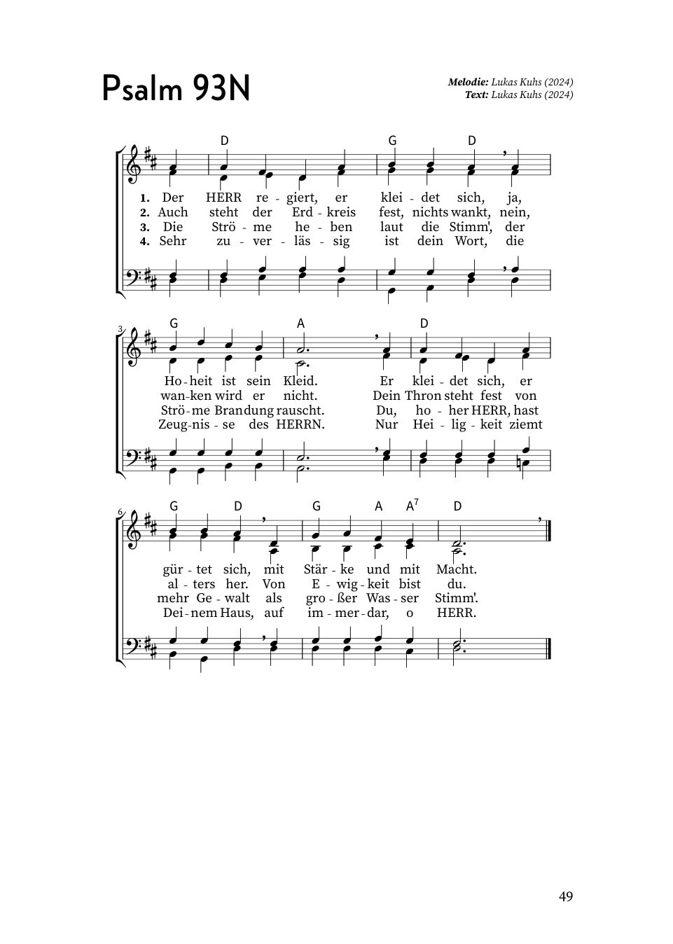 Setzprobe: Psalm 93N (Nah am Text), A5-Buchseite
